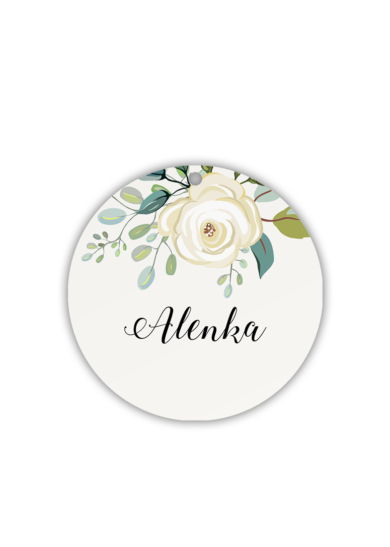 Svatební jmenovky ve tvaru kolečka - Floral